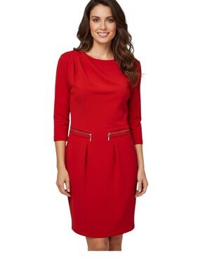 Hoss Intropia Red Drape Shoulder Dress